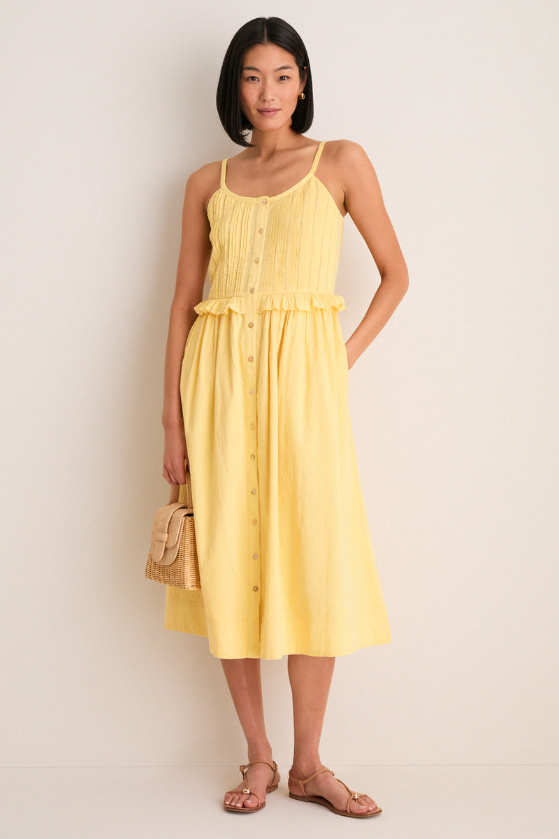 Yellow Alberte Solid Tank Dress