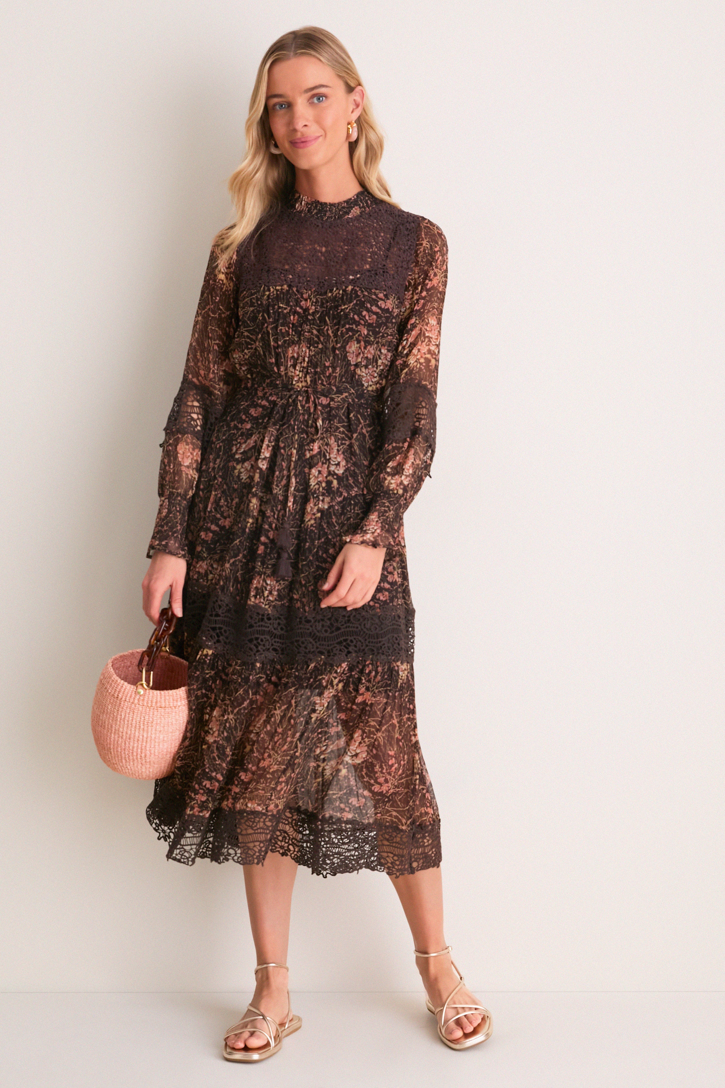 Sea New York Brown Luisa Print Long Sleeve Dress Brown / XS Sea New York Brown Luisa Print Long Sleeve Dress Brown / XS