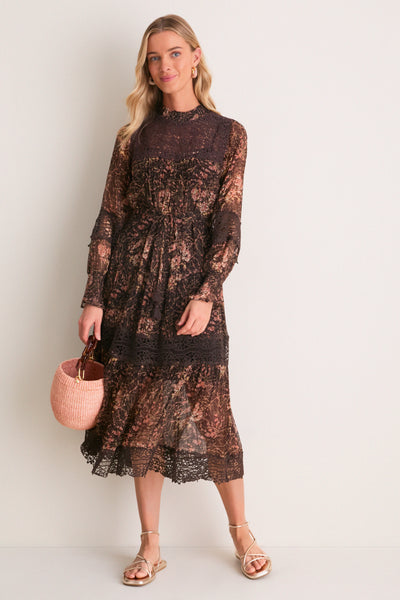 Sea New York Brown Luisa Print Long Sleeve Dress Brown / XS