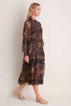 Brown Luisa Print Long Sleeve Dress