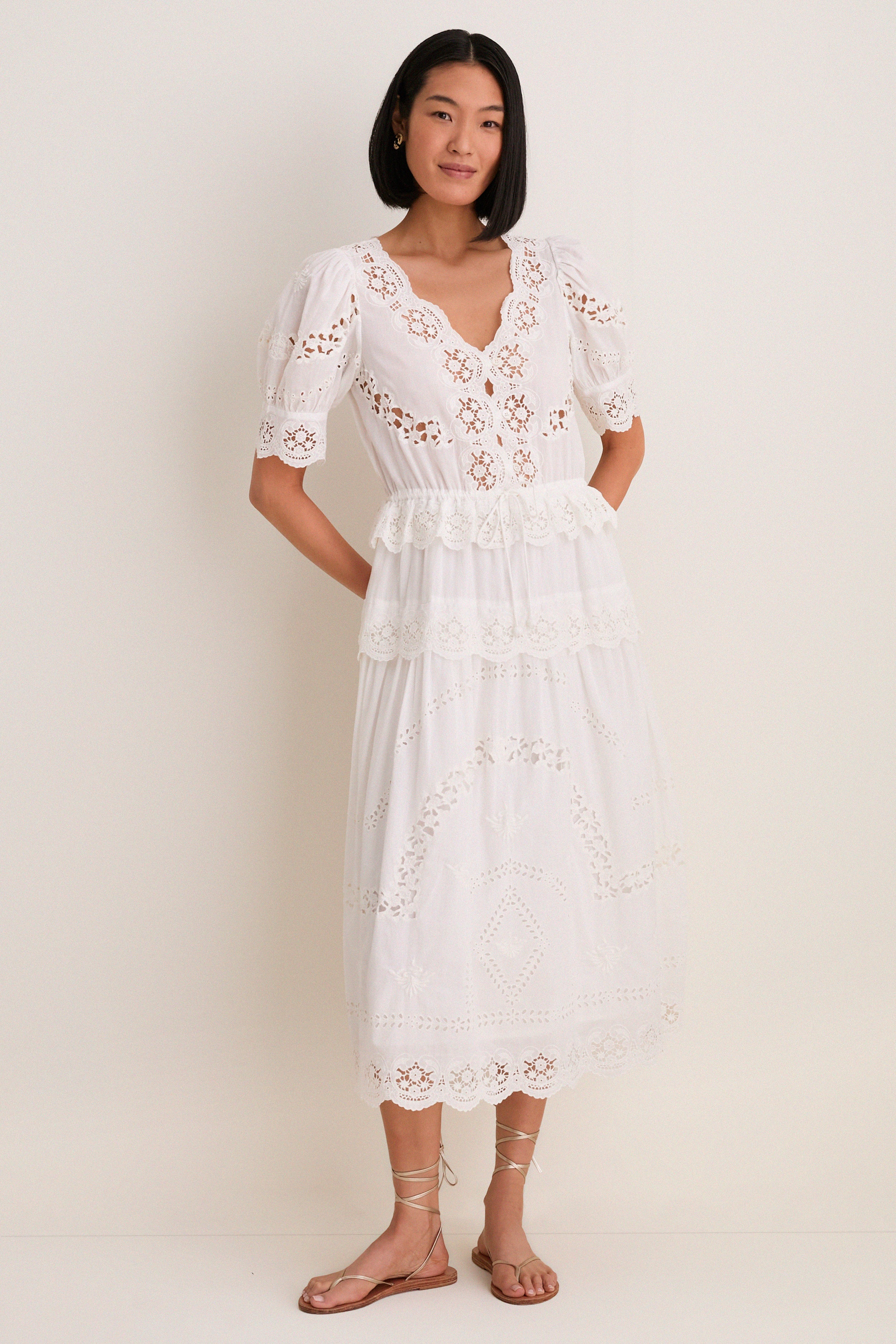embroidered dress cream Sea | Sofia Dress | S