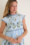 Blue Audra Embroidery Midi Dress