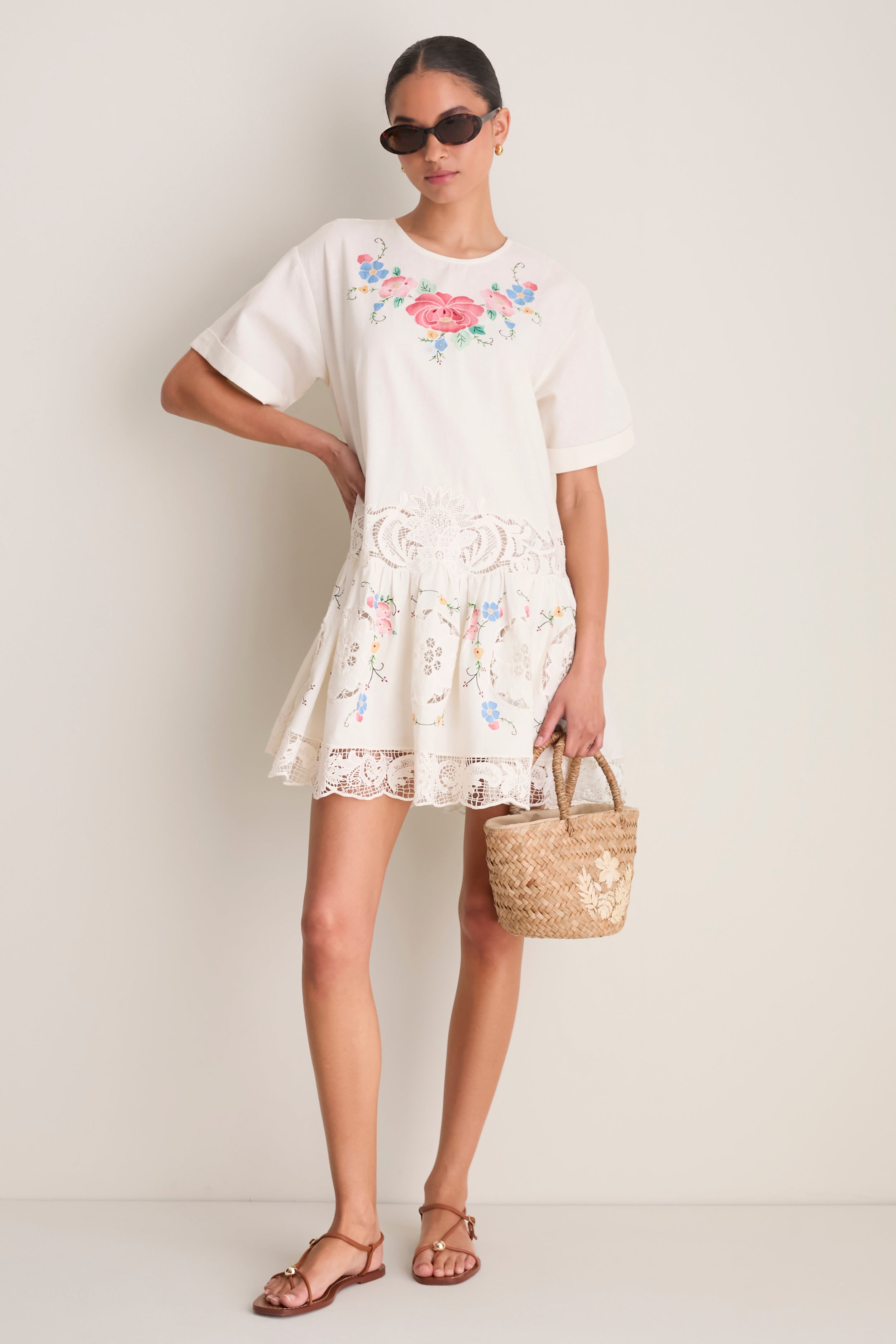 Multi Astrid Embroidery Mini Dress