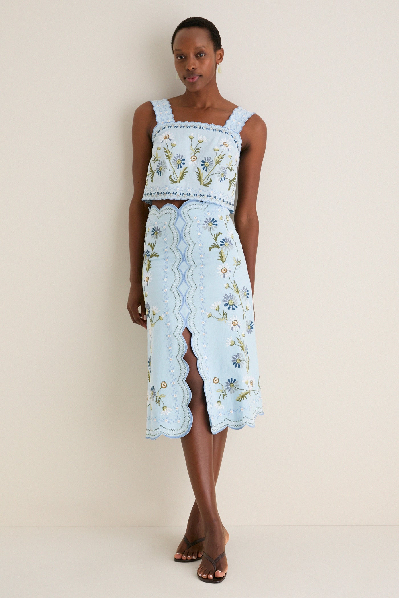 Blue Audra Embroidery Tank Top