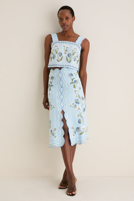 Blue Audra Embroidery Tank Top