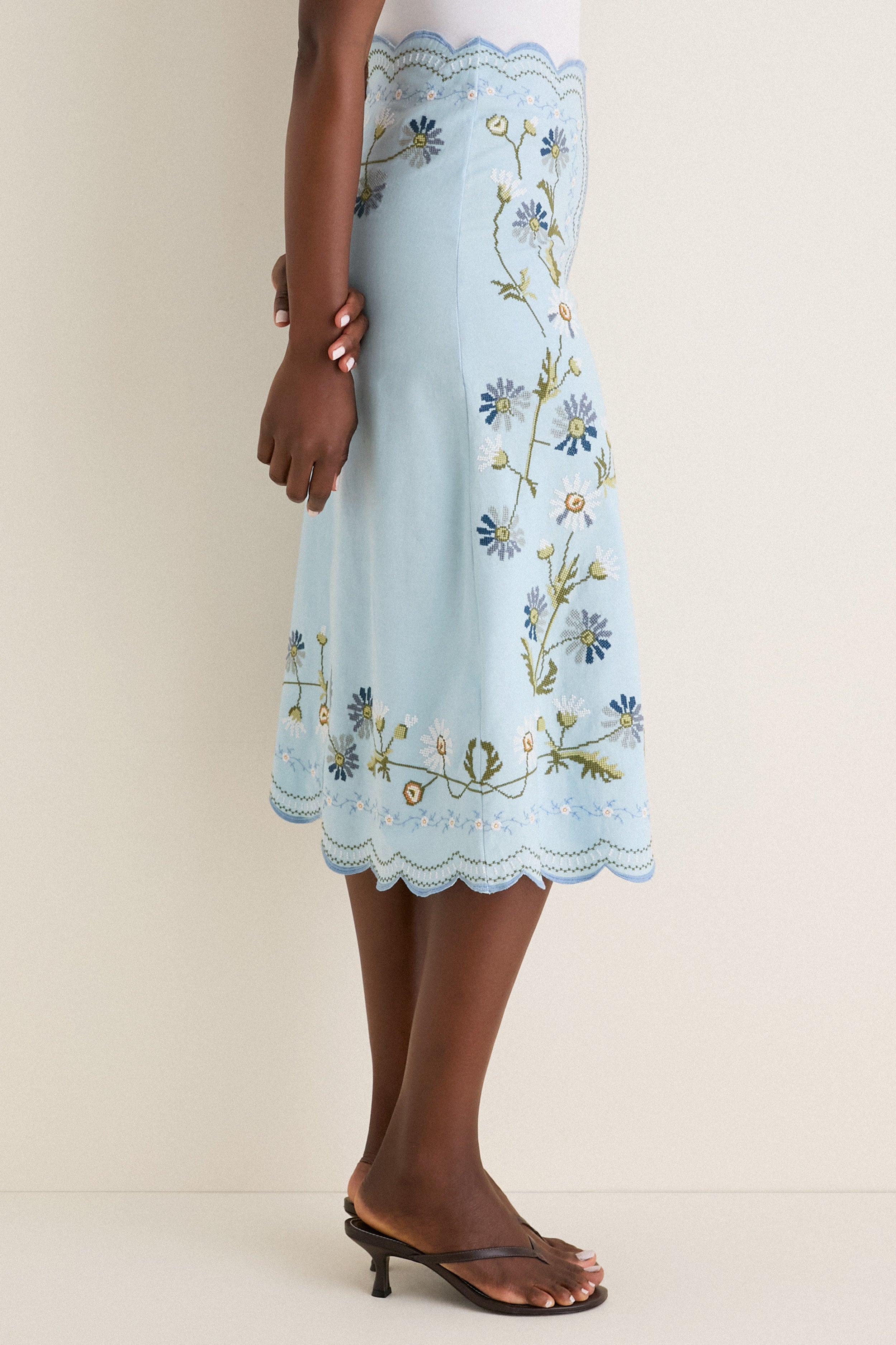 Blue Audra Embroidery Skirt