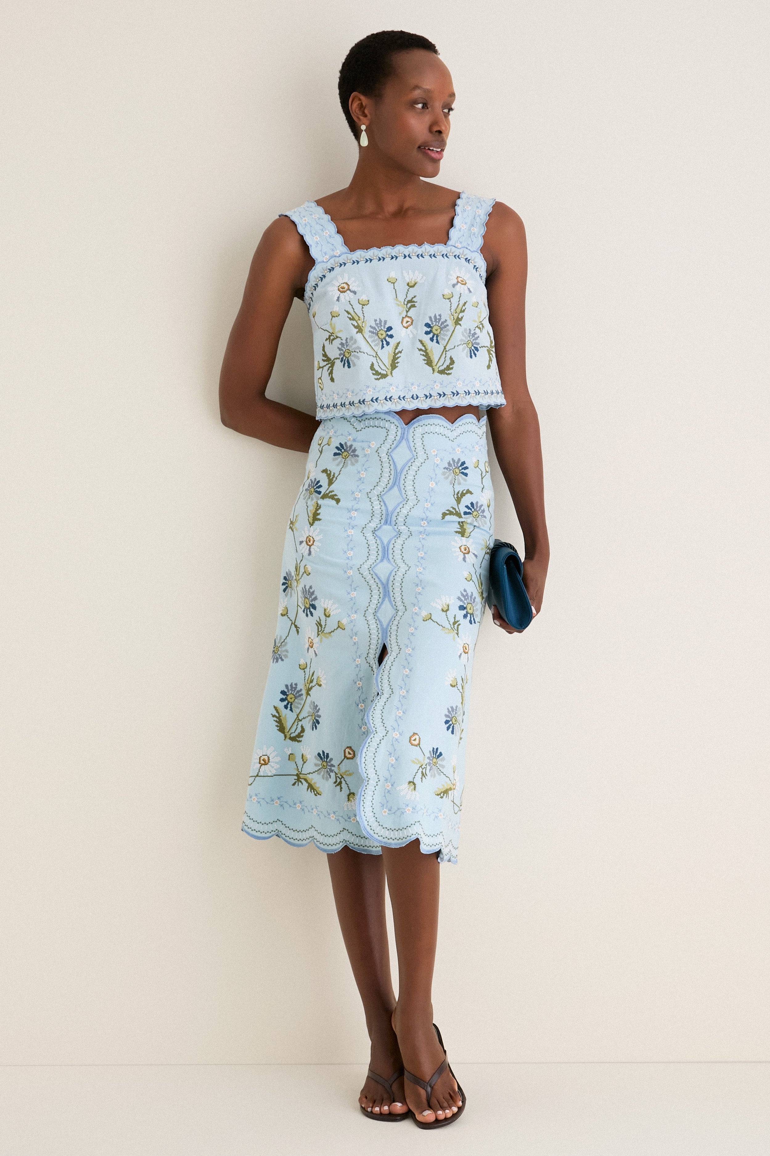 Blue Audra Embroidery Skirt | Sea New York