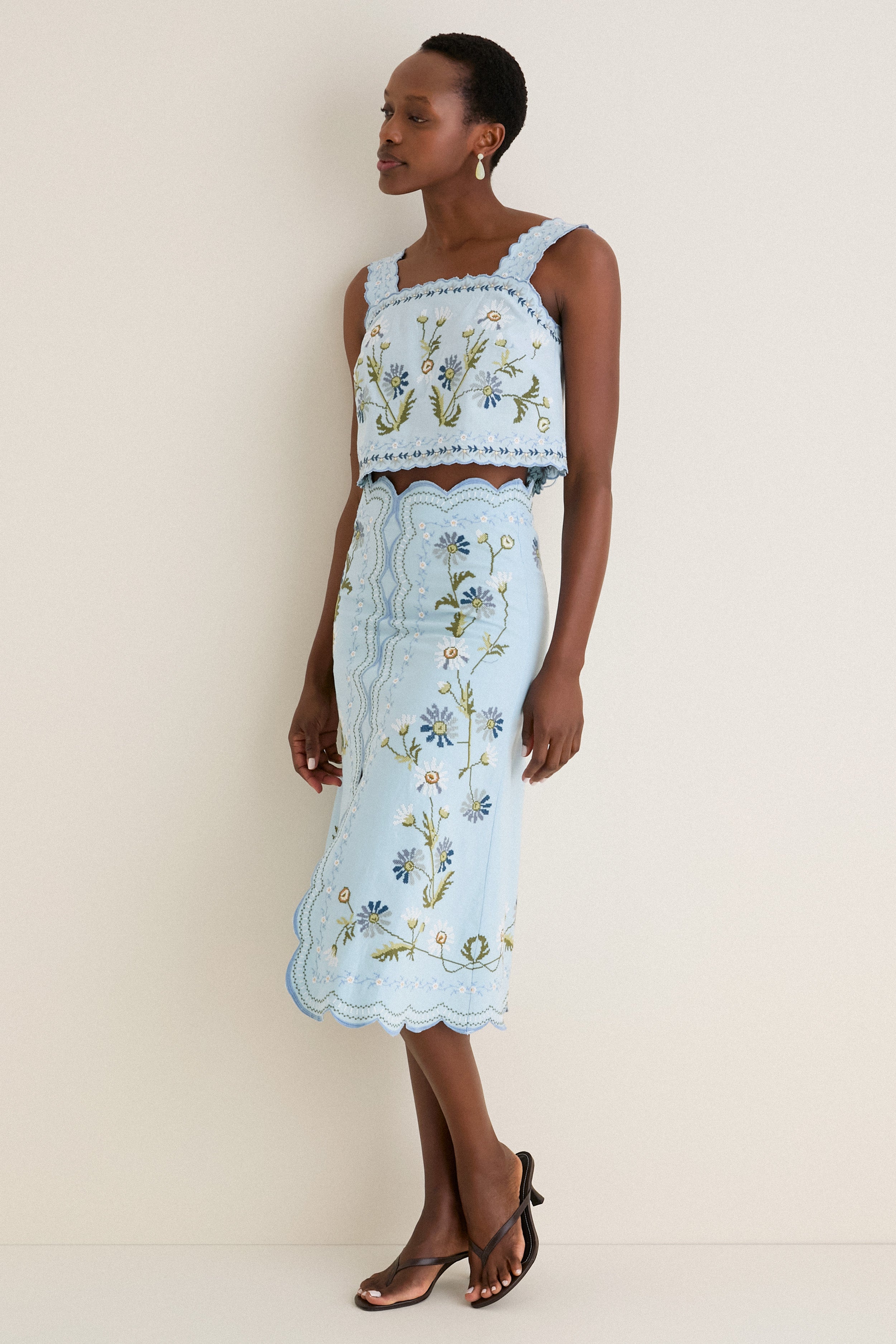 Blue Audra Embroidery Skirt | Sea New York