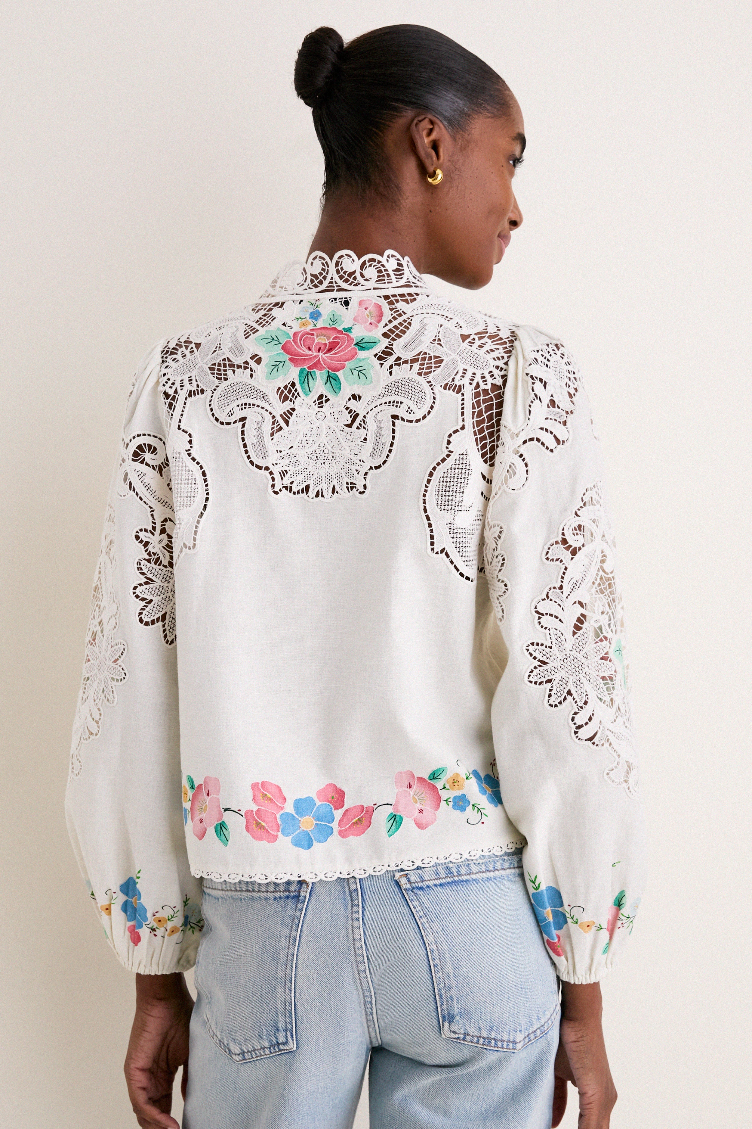 Multi Astrid Embroidery Long Sleeve Blouse | Sea New York