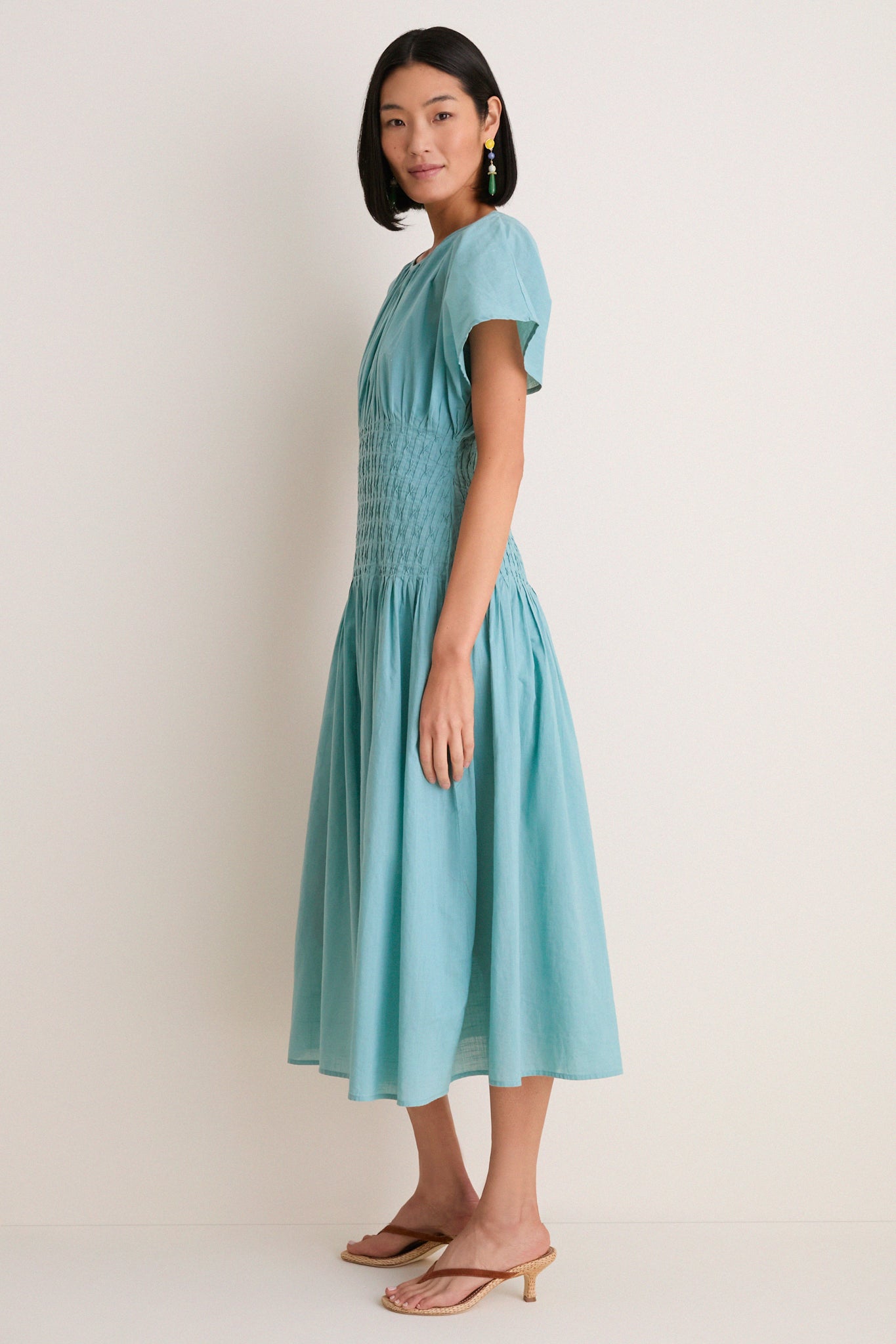 ramie midi dress Sammi Ramie Sleeveless Midi Dress in Dusty Blue By DISSH