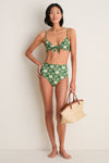 Green Gloria Print Bikini Top