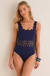 Navy Leila Eyelet One Piece