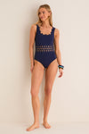 Navy Leila Eyelet One Piece