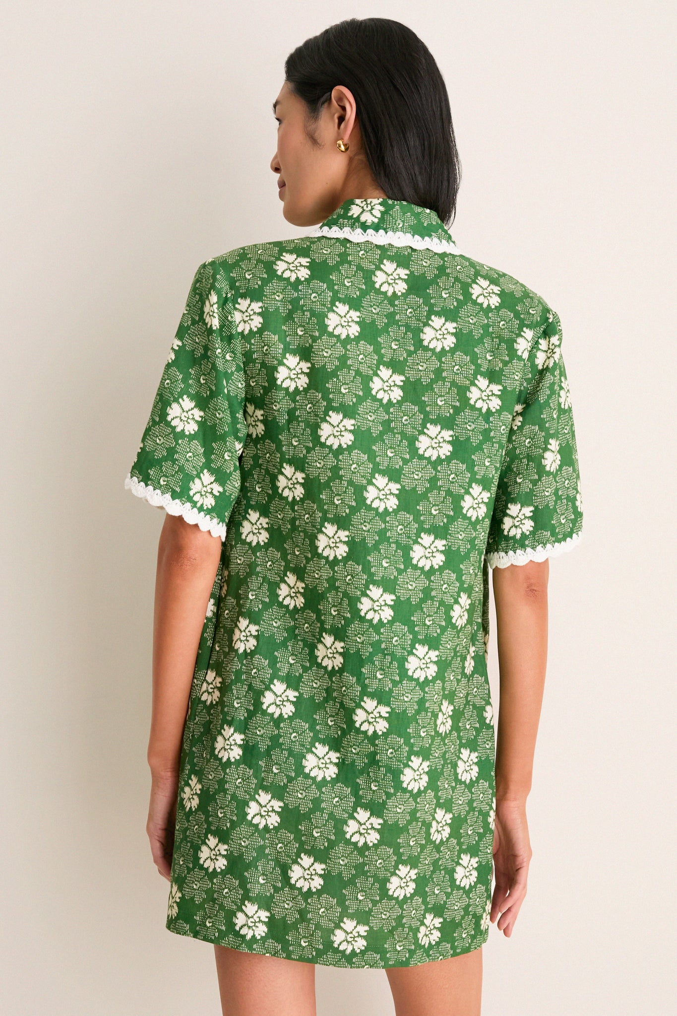 Green Gloria Print Mini Dress Coverup