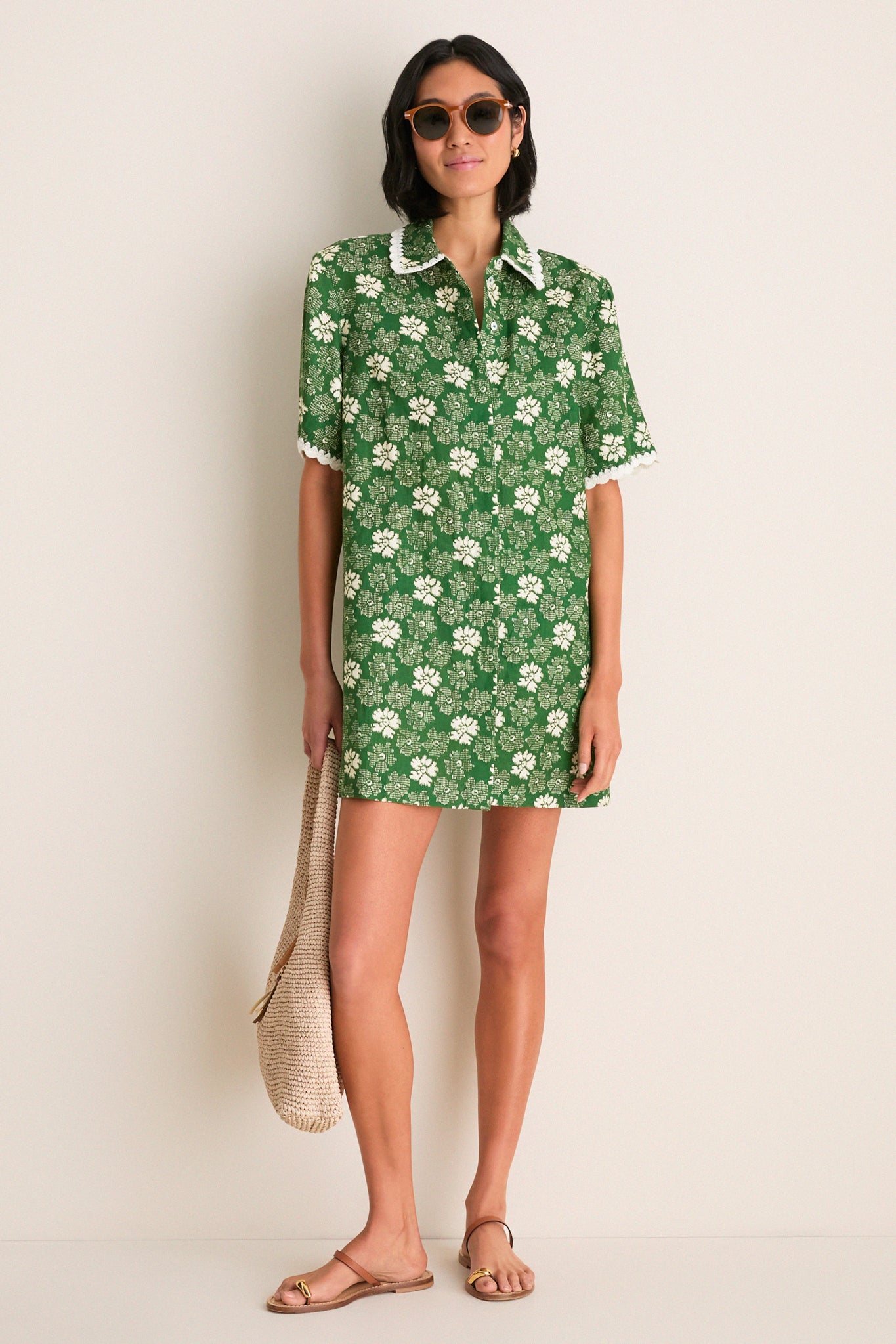 Green Gloria Print Mini Dress Coverup | Sea New York Green Gloria Print Mini Dress Coverup | Sea New York