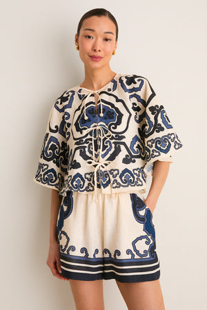 Exclusive Cream Blaise Print Top