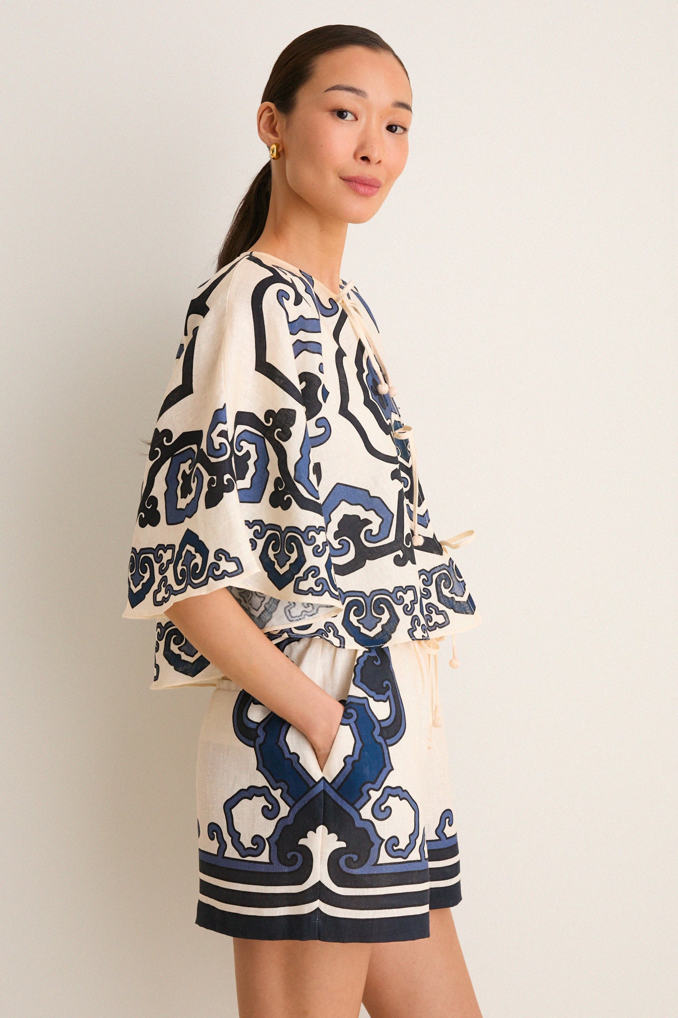 Exclusive Cream Blaise Print Top