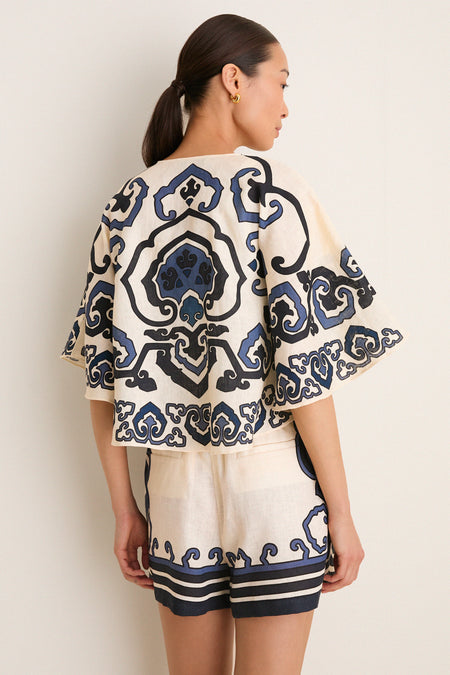 Exclusive Cream Blaise Print Top