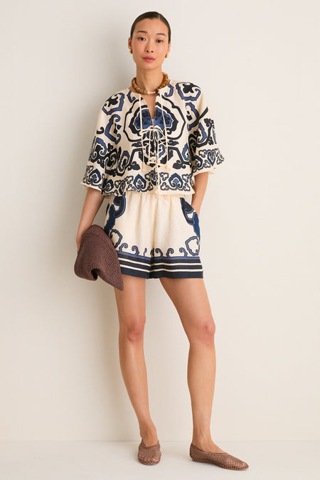 Exclusive Cream Blaise Print Top