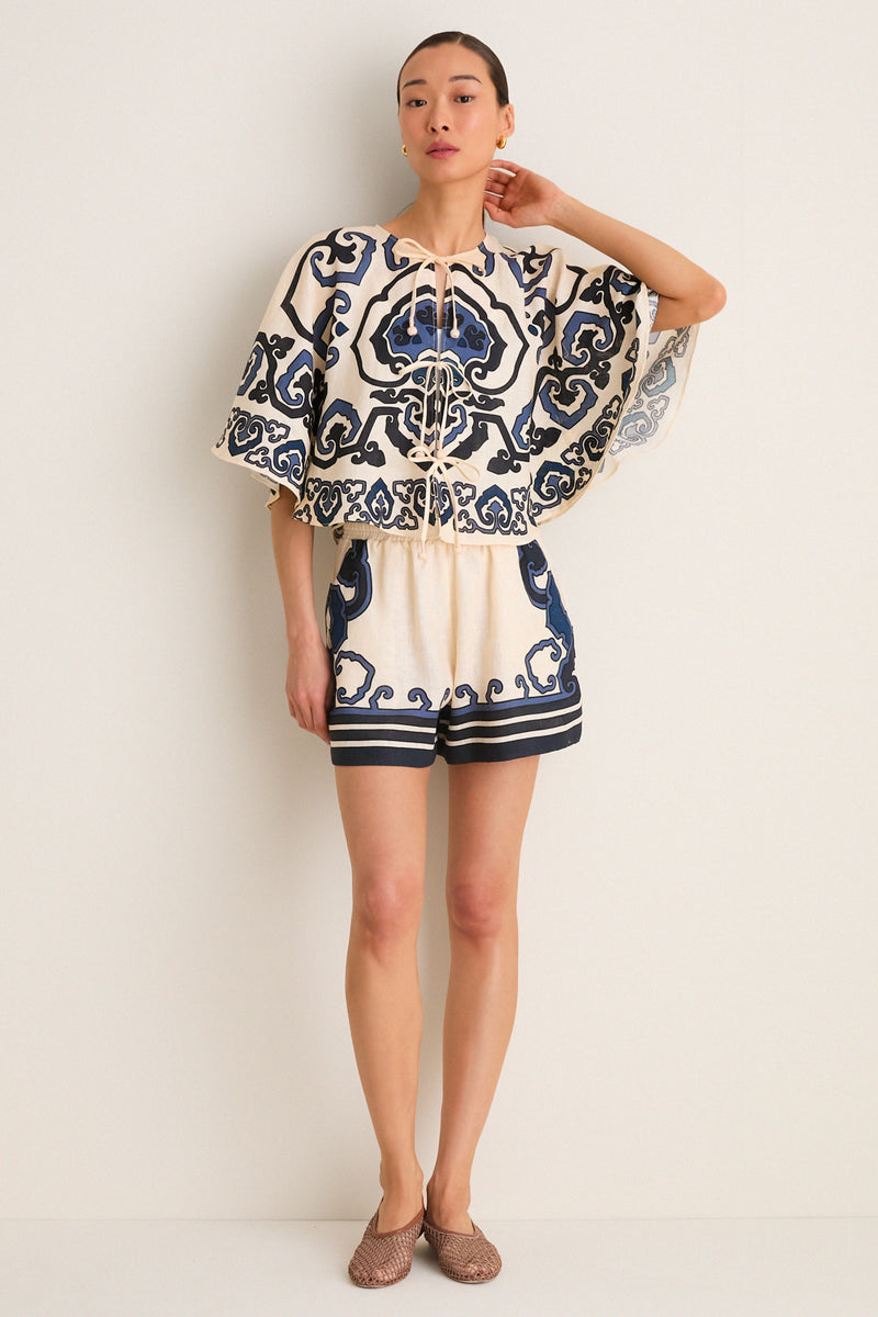 Exclusive Cream Blaise Print Top