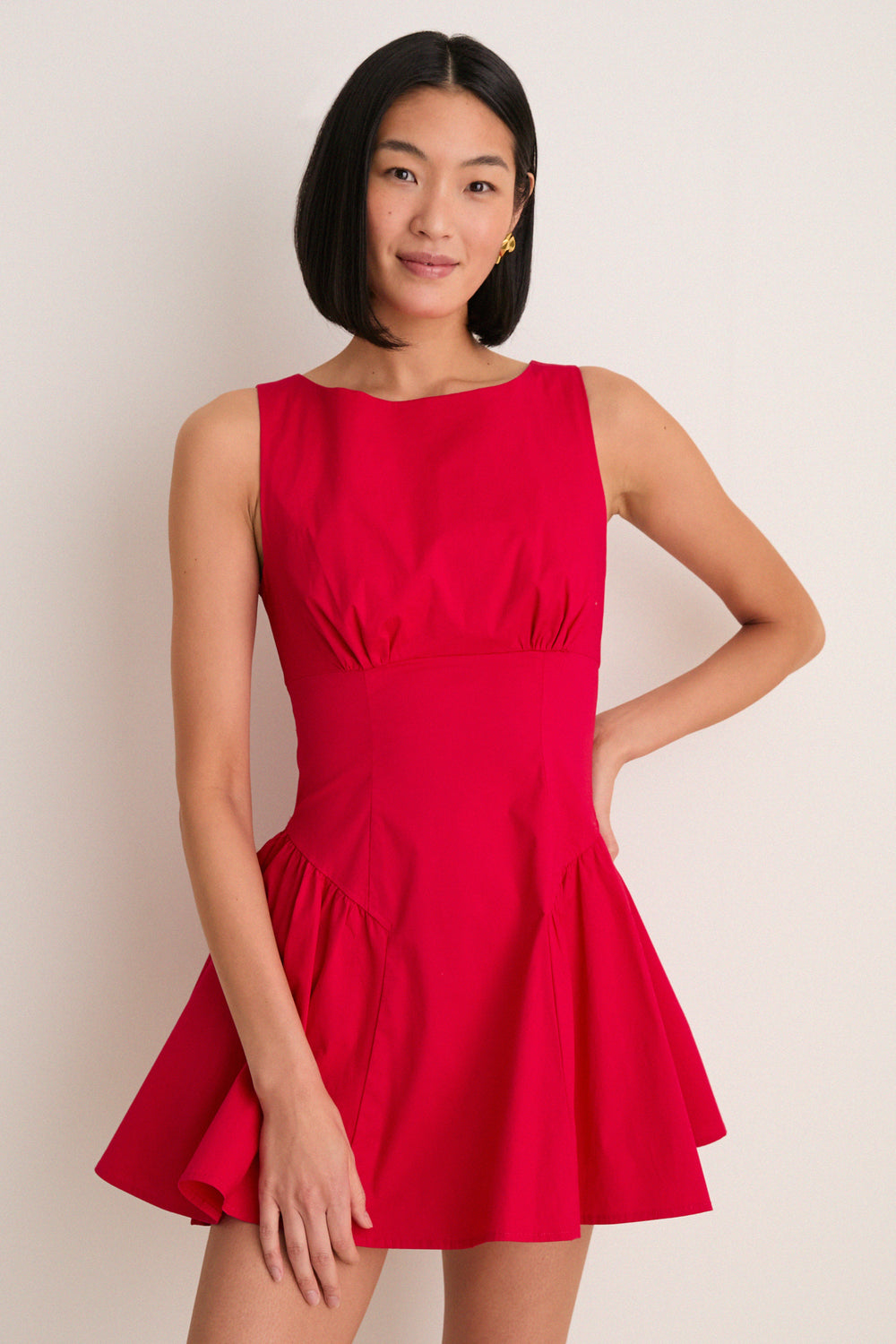 staud mini dress Ilana Black The delicate Spring Day palette of blush pink STAUD Pleated Mini Dress |