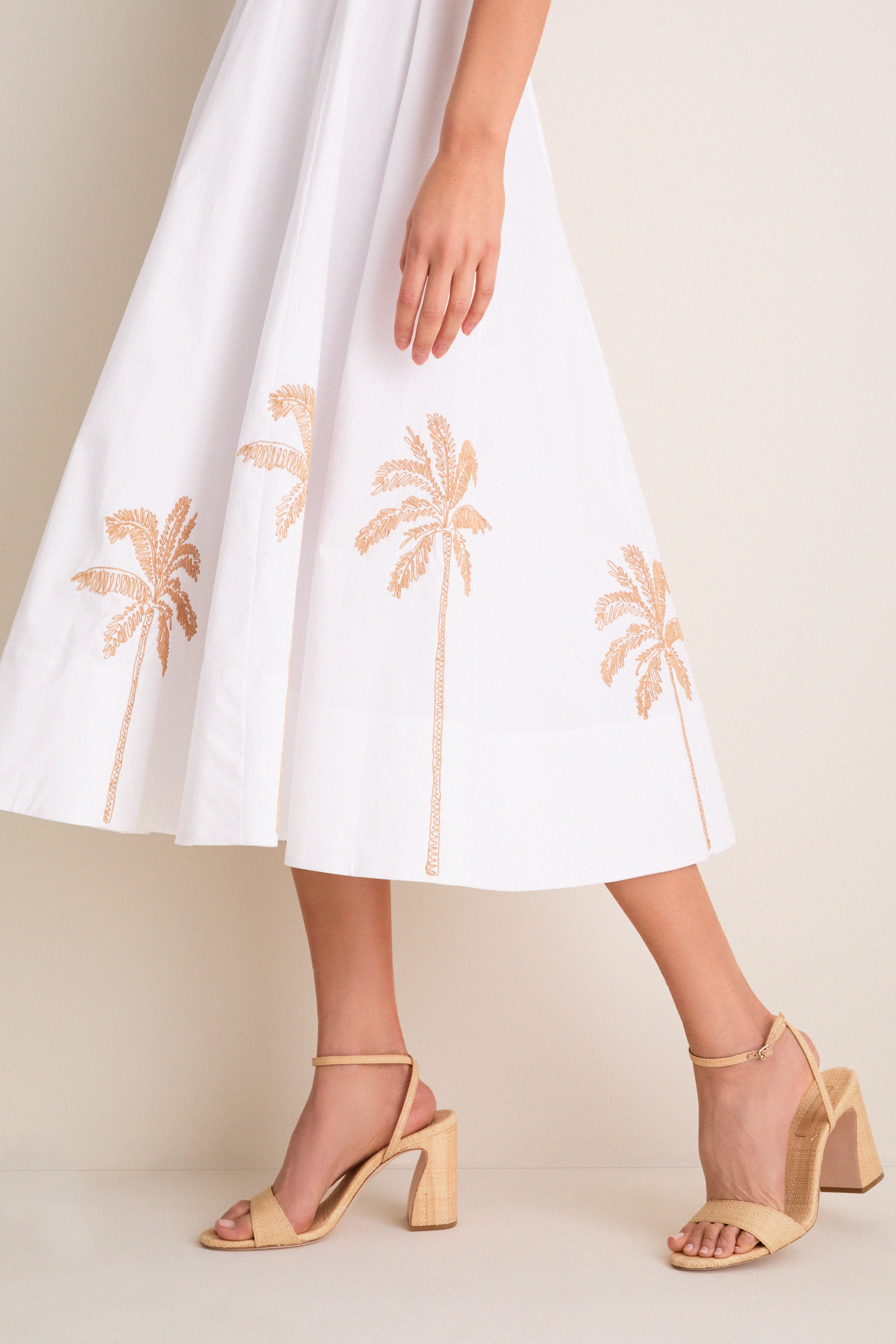 White Embroidery Wells Dress | STAUD