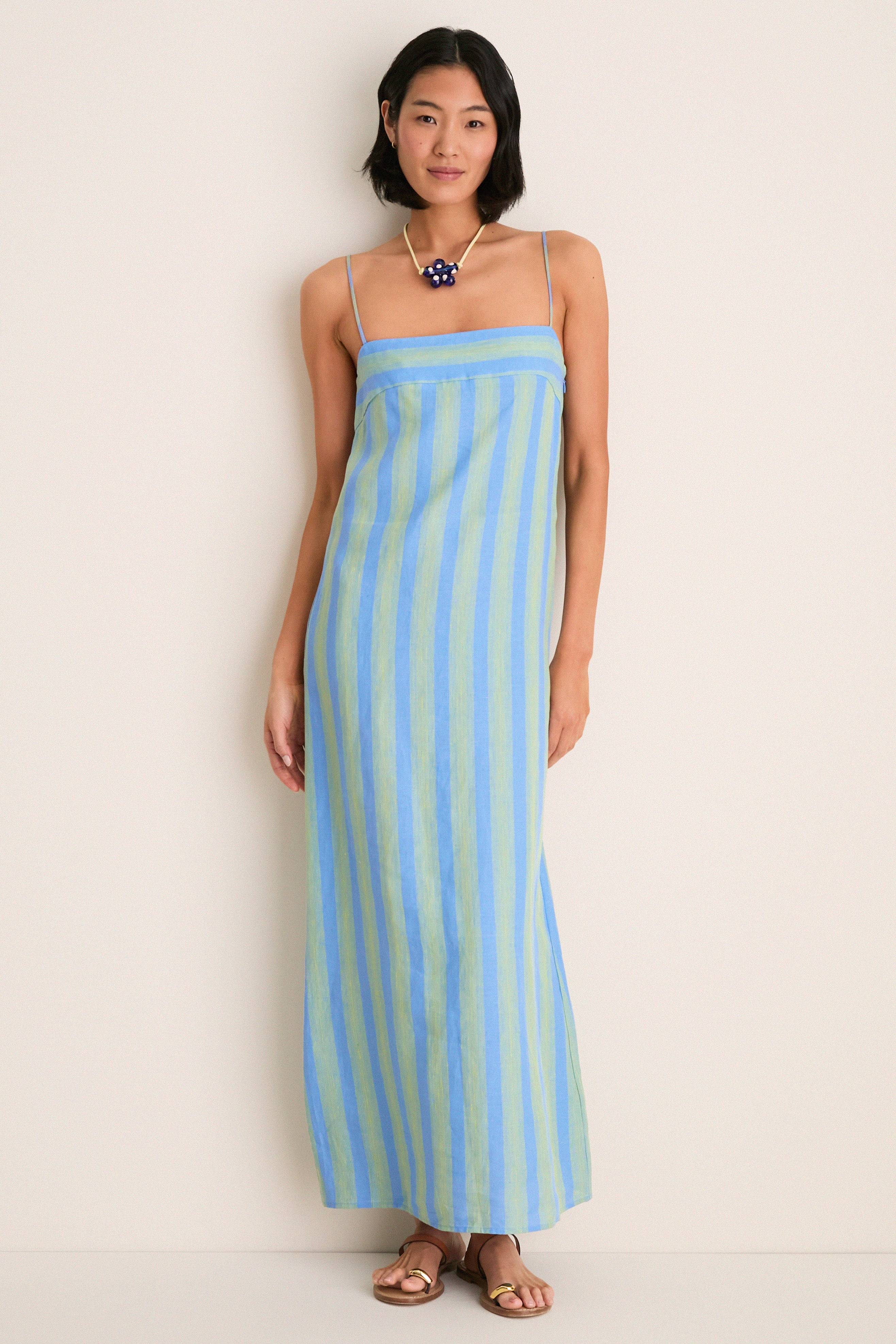 STAUD Laura Linen Dress - Seaport Stripe L STAUD Laura Linen Dress - Seaport Stripe L