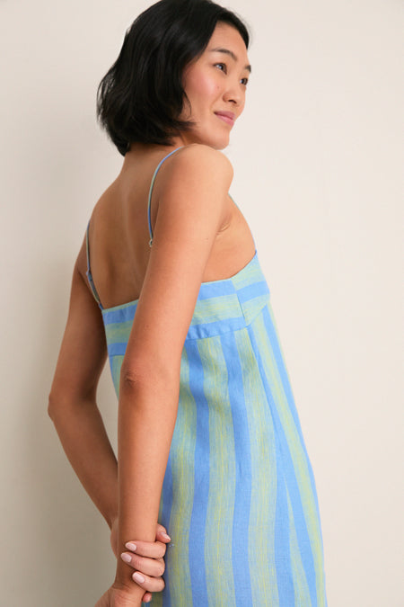 STAUD Seaport Stripe Laura Linen Dress