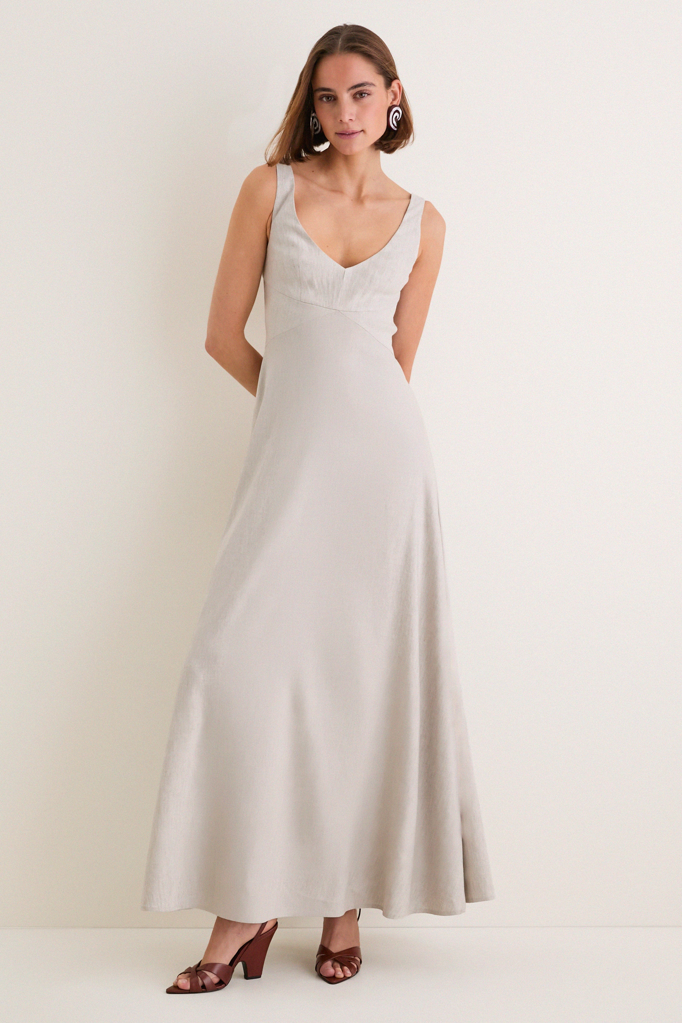 Natural Madison Linen Dress | STAUD