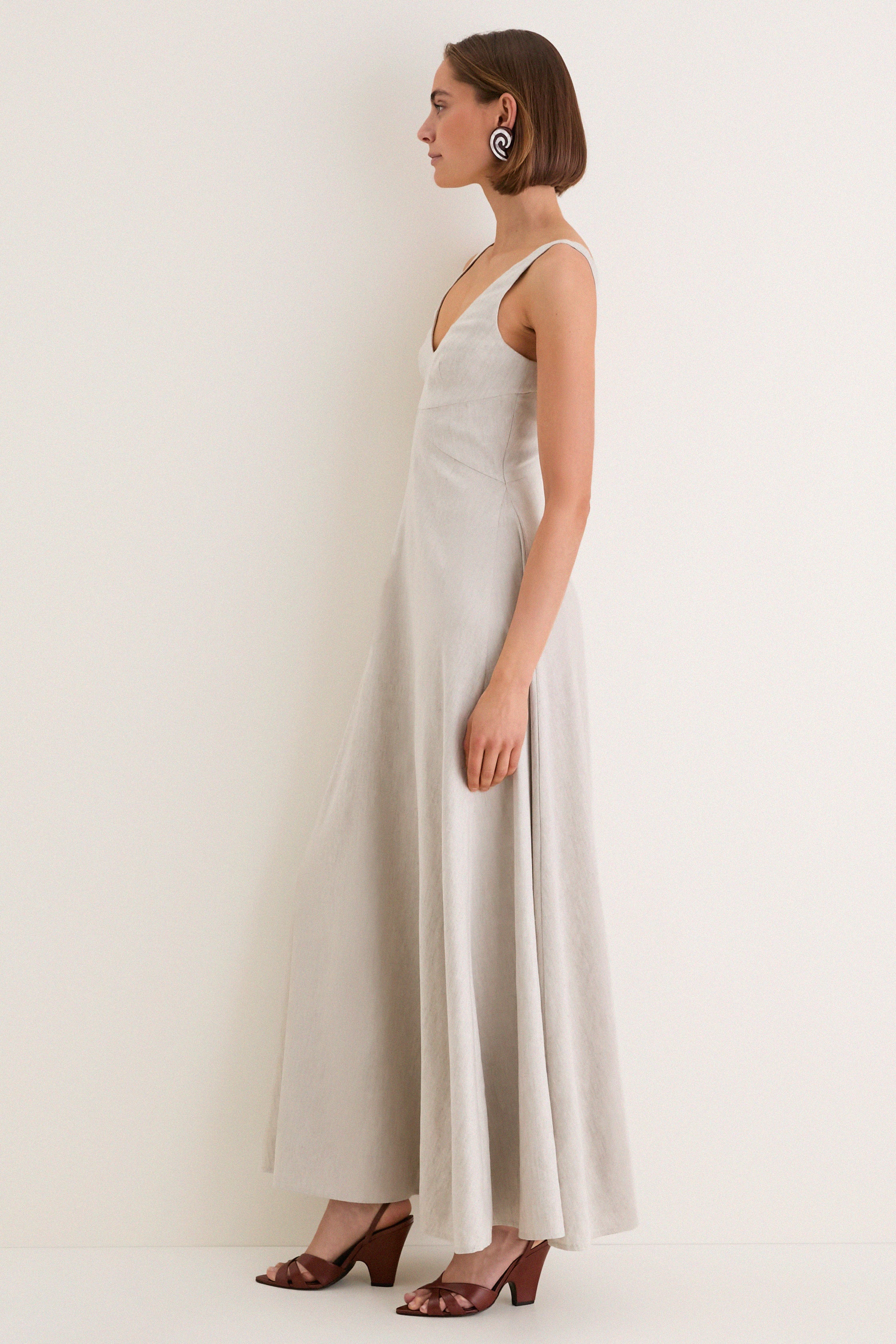 Natural Madison Linen Dress | STAUD