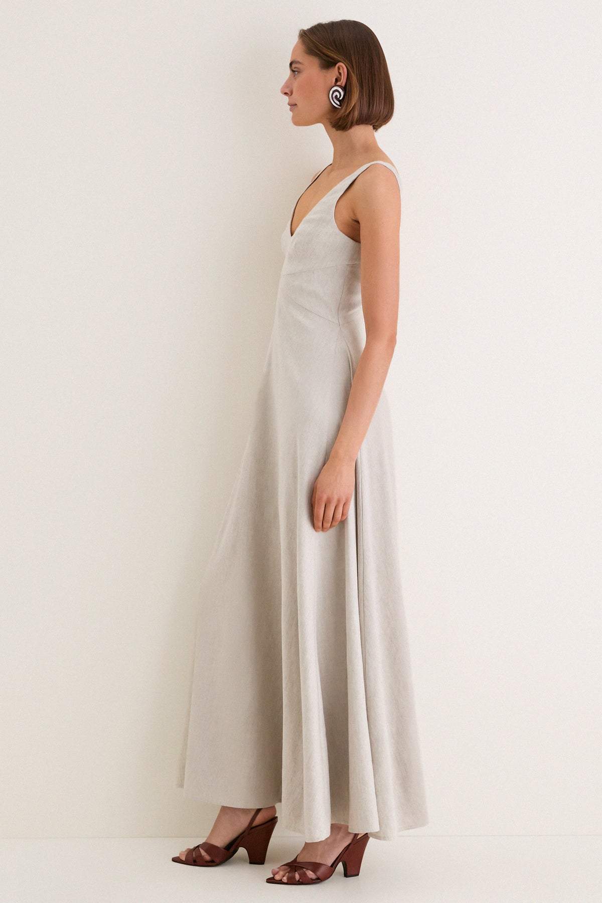 STAUD, Madison Linen Dress in Natural, Size 6