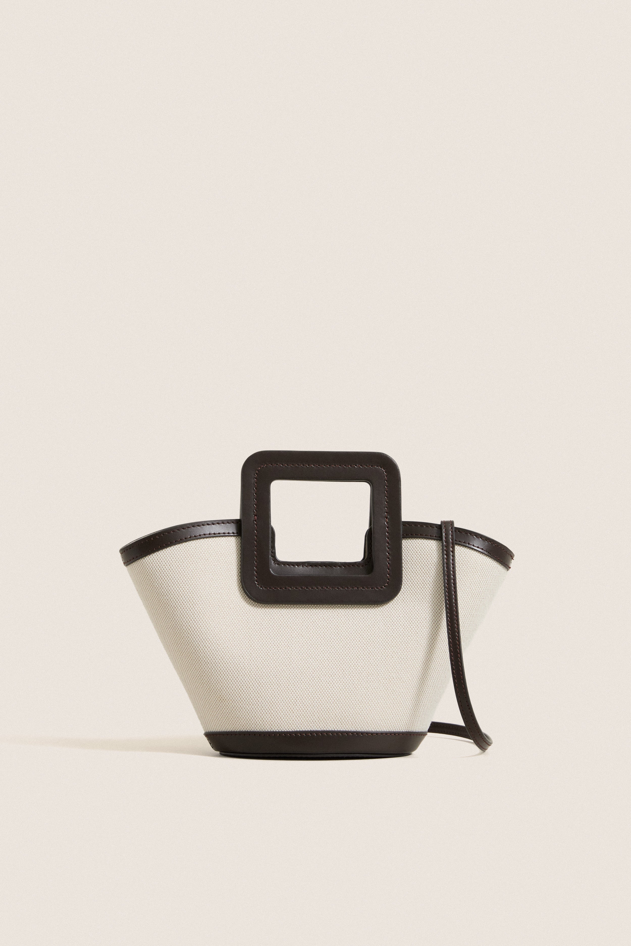 Natural and Espresso Shirley Mini Bucket | STAUD