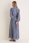 Wave Wonder Nala Maxi Dress, a classic, high-end piece with a flowing A-line silhouette, long sleeves, and hand-braided belt, offering effortless elegance and fun style.