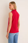 Americana Red Pique Sleeveless Ruffle Margaret Polo
