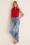 Americana Red Pique Sleeveless Ruffle Margaret Polo