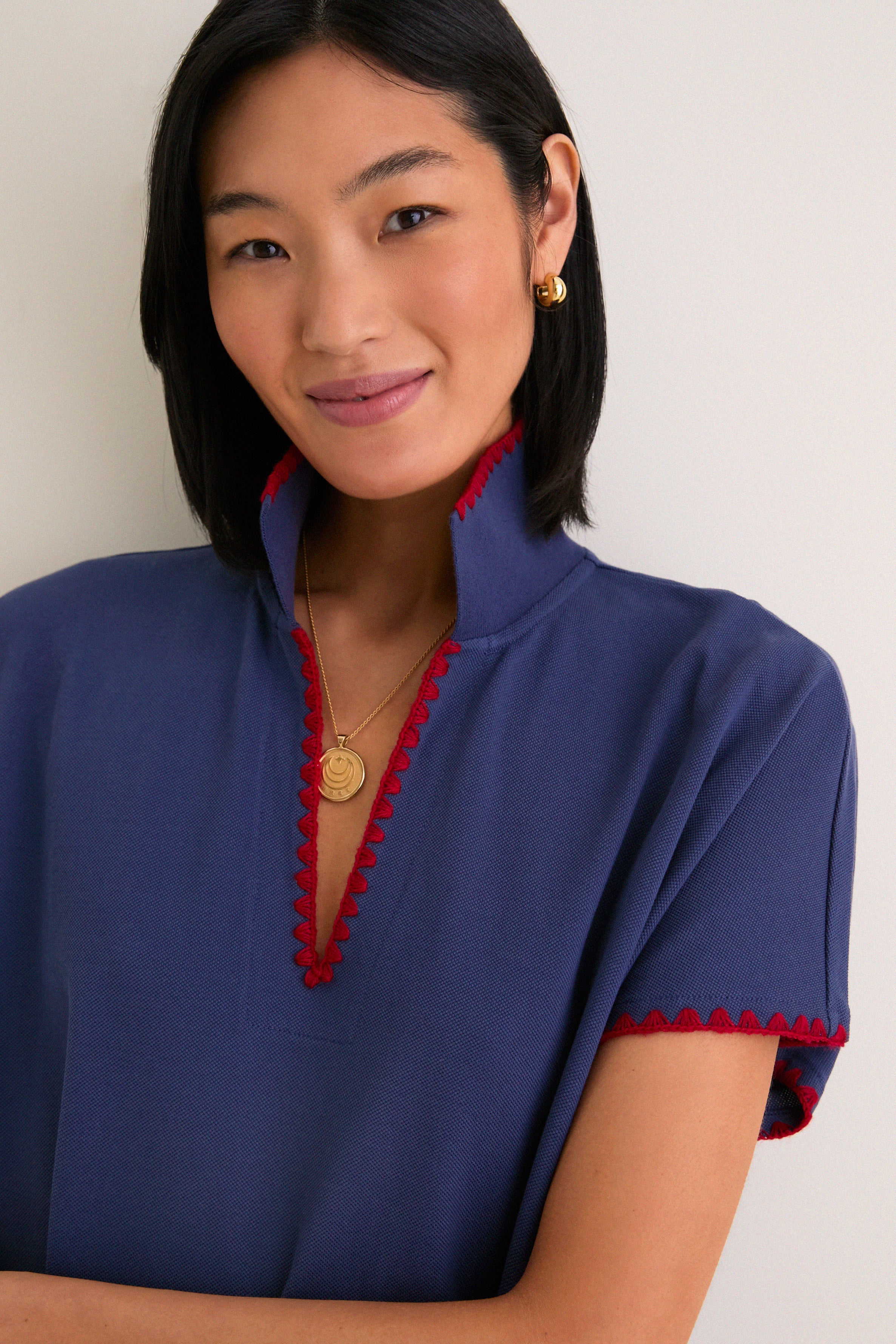 Navy Pique Melissa Maxi Dress