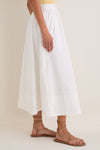 White Poplin Trapunto Stitch Brie Skirt