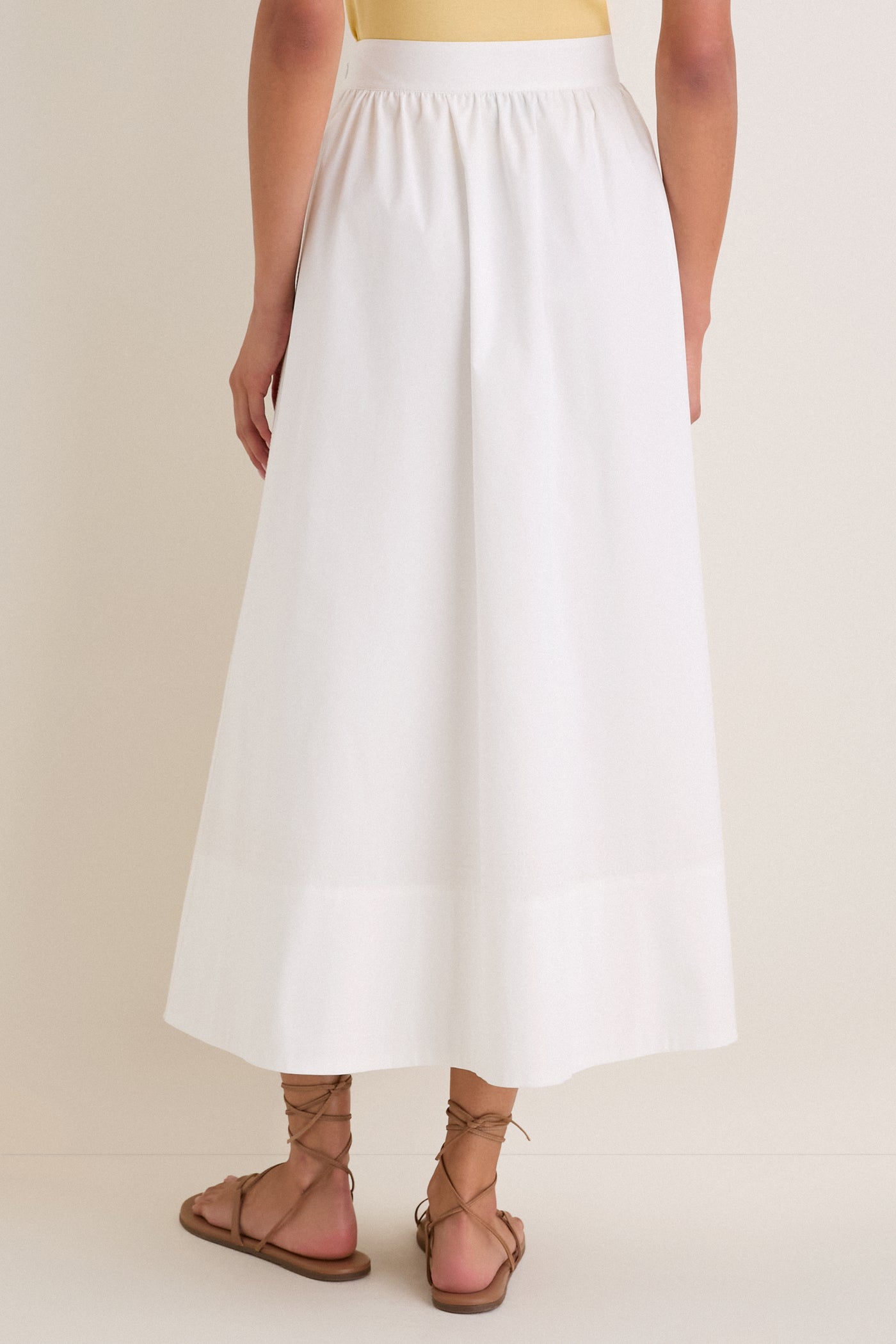 White Poplin Trapunto Stitch Brie Skirt