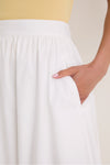 White Poplin Trapunto Stitch Brie Skirt