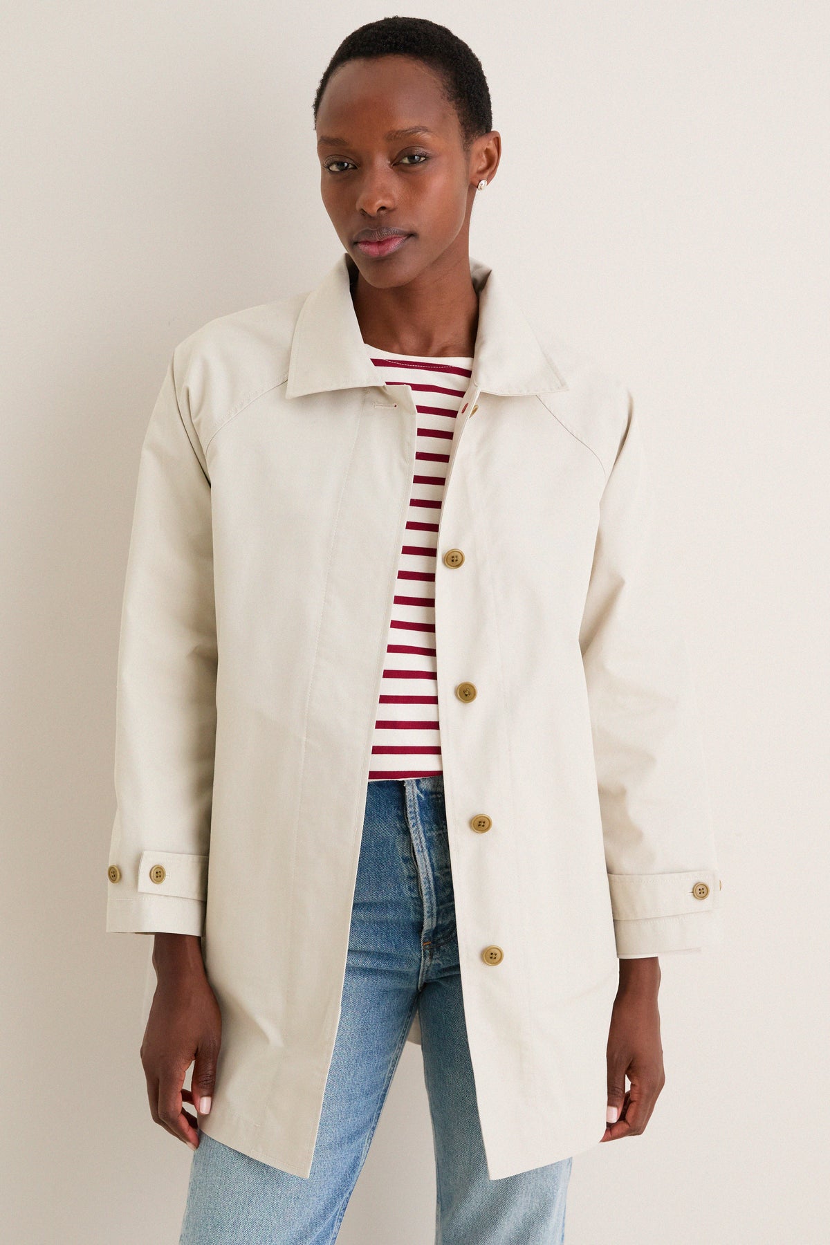 Stone Madeleine Trench in Cotton Blend
