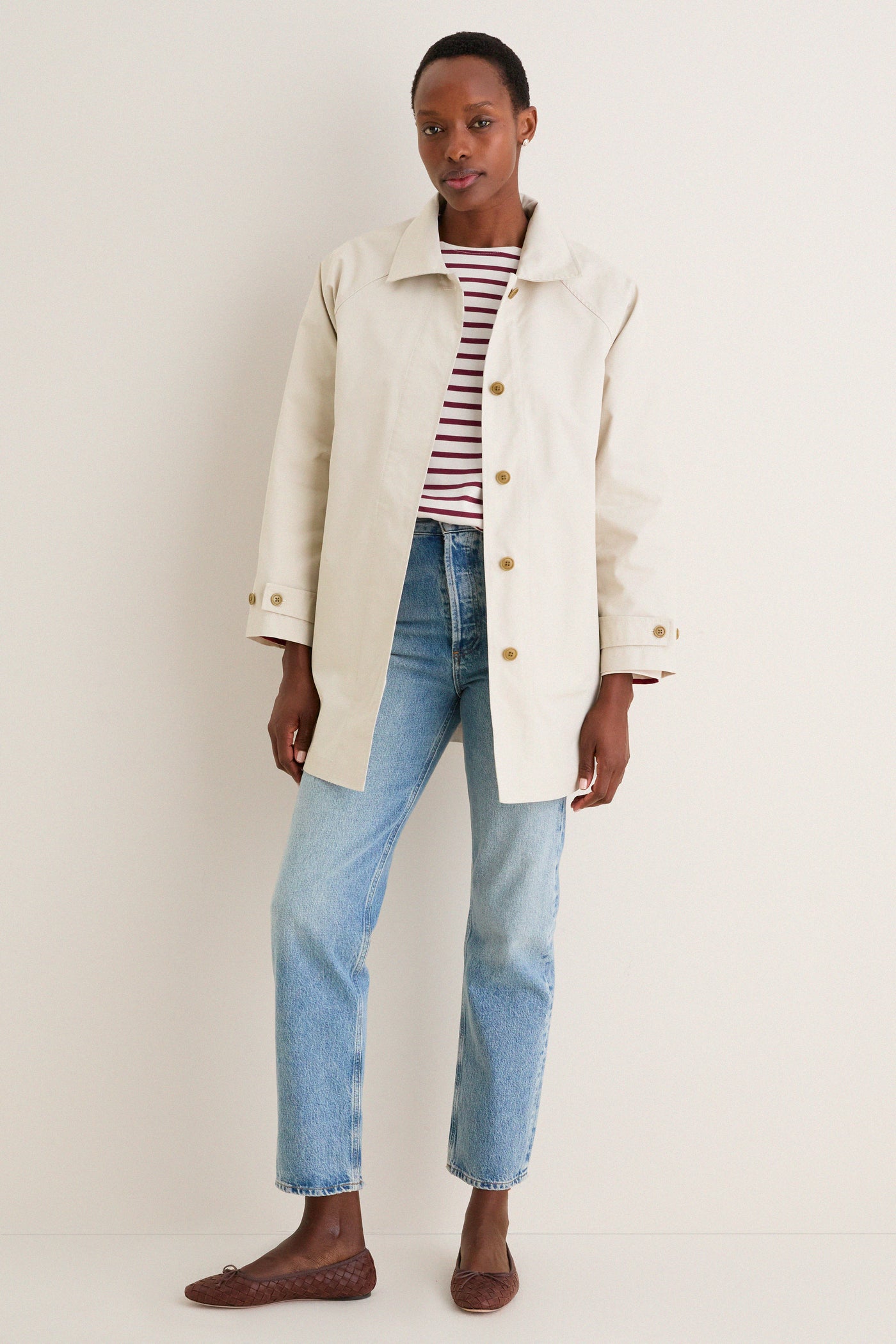Stone Madeleine Trench in Cotton Blend