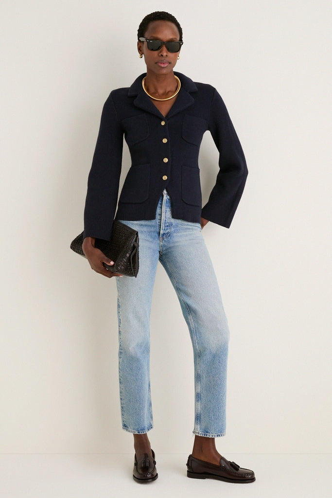 Navy London Sweater Jacket in Cotton Cashmere | Alex Mill