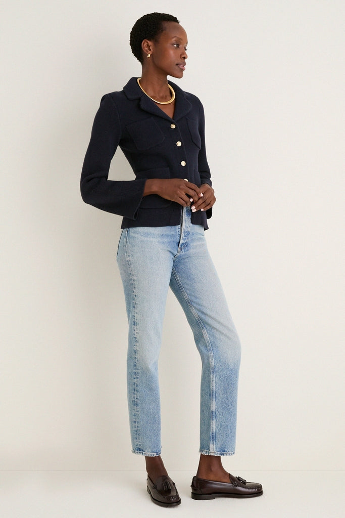 Navy London Sweater Jacket in Cotton Cashmere | Alex Mill