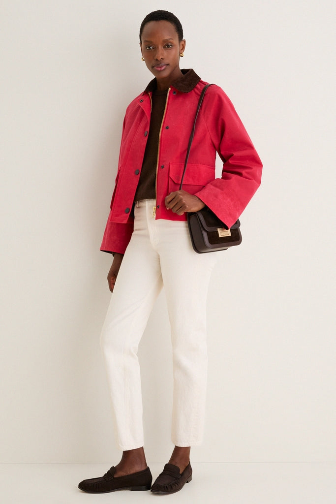 Red Cropped Chiltern Jacket in Waxed Cotton | Alex Mill