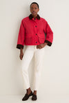 Red Cropped Chiltern Jacket in Waxed Cotton