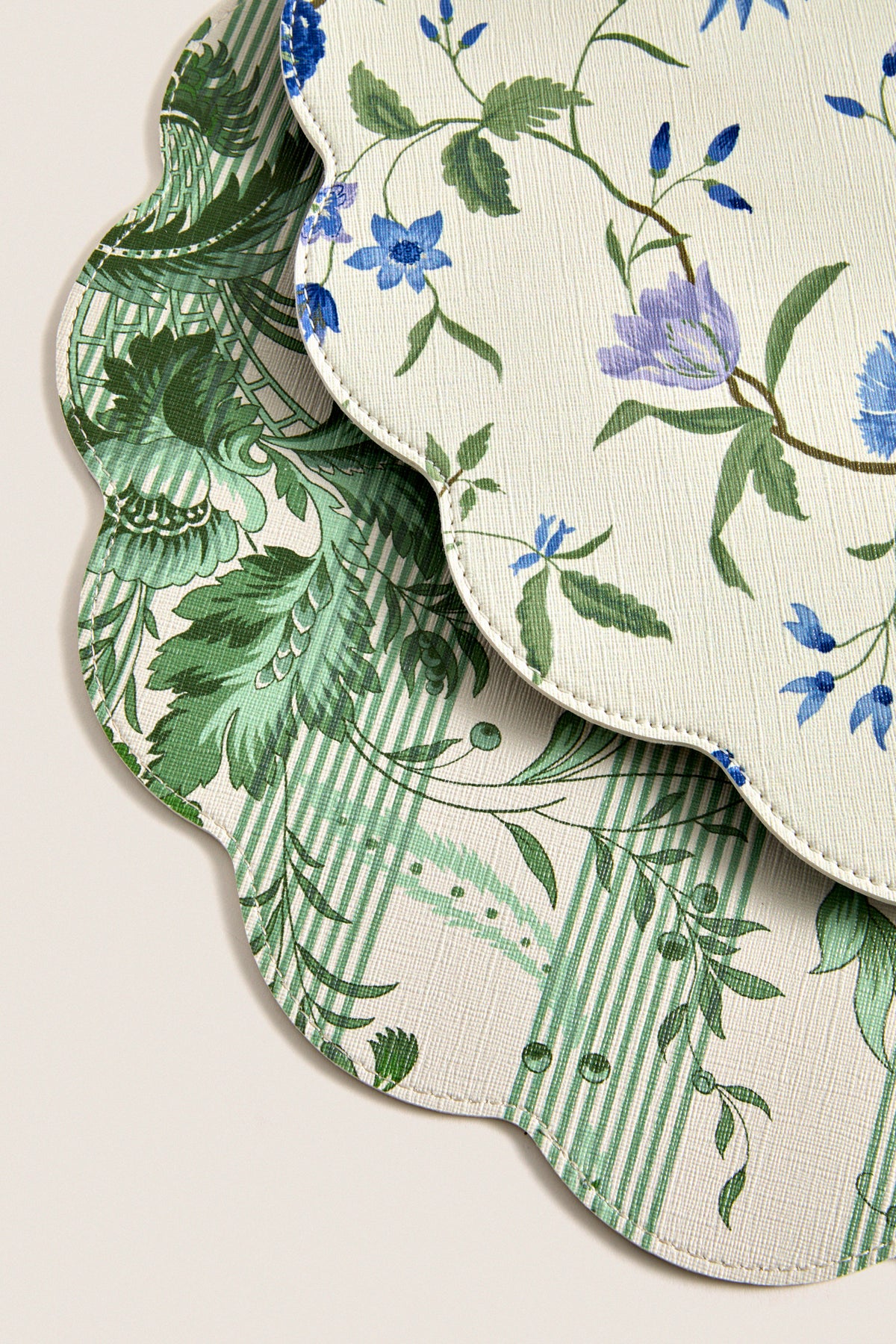 Blue and Lavender Blossom Wipeable Placemats Set of 4