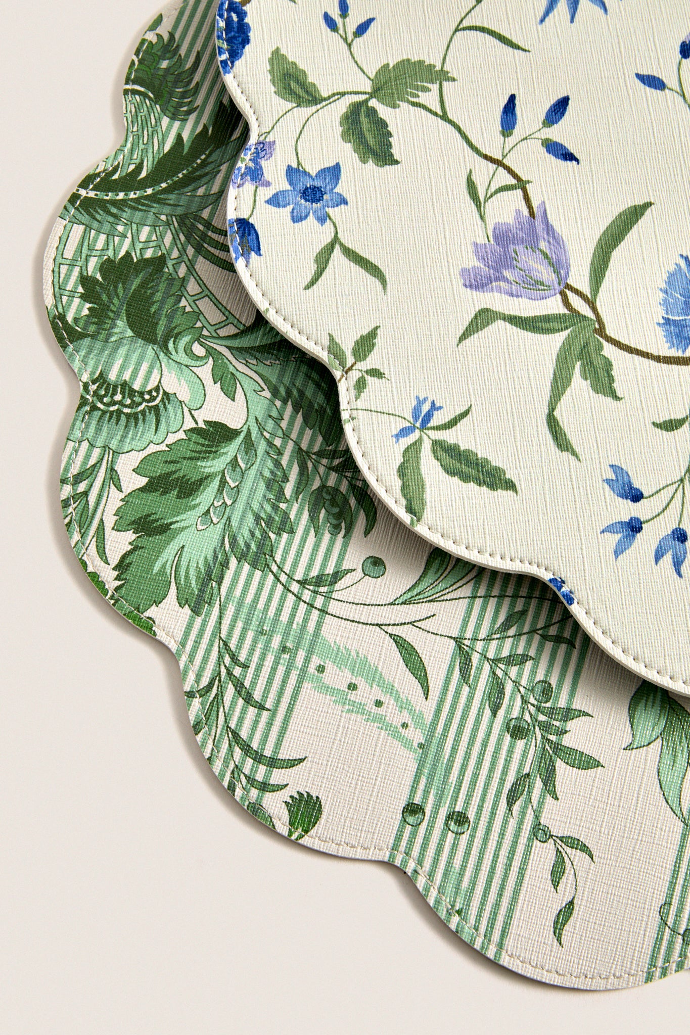 Blue and Lavender Blossom Wipeable Placemats Set of 4