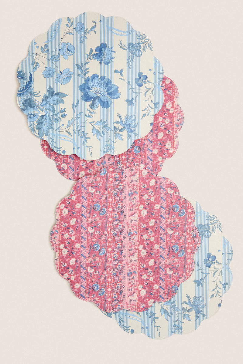 Americana Batik Stripe Reversible Wipeable Placemats Set of 4