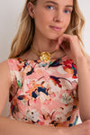 Young woman wearing the Antique Gold Eden Mesh Choker, showcasing its classic, sculptural flower pendant and high-end gold-plated mesh design, exuding effortless elegance and fun.
