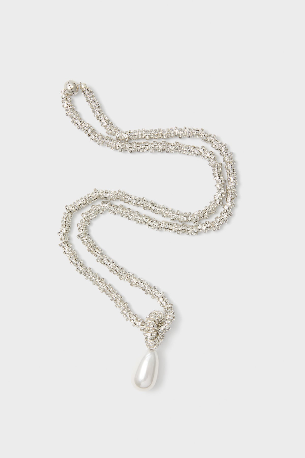 Silver Pearl Drop Linea Necklace